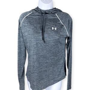 Under Armour Velocity Wordmark Gray White Womens Performance Hoodie S